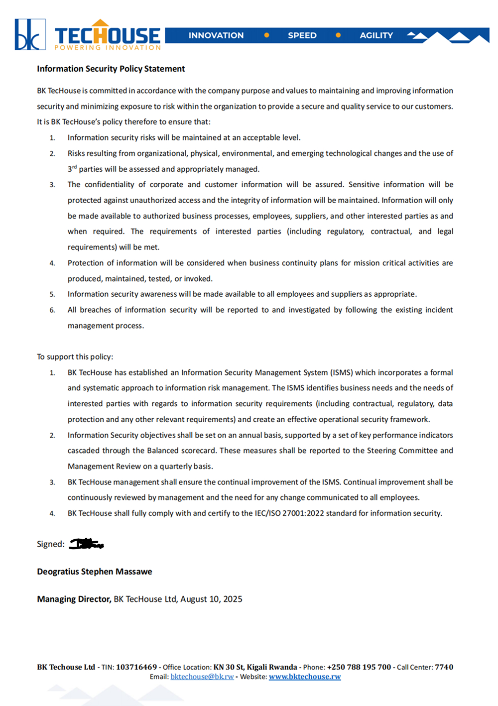 Information Security Management Policy Statement Image