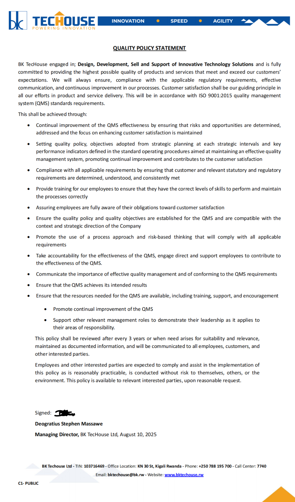 Quality Management Policy Statement Image